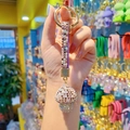 Sparkling crystal mushroom keychain with a purple rhinestone strap and gold metal clasp - Full Drill Mushroom-Purple