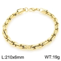 Polished 18k gold plated stainless steel Cuban link chain bracelet 210mm long - Gold Large Buckle Thick Chain Style (KB203742-ZCG)