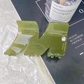 Minimalist green acetate shark hair claw clip in M-shape with a small white rhinestone - Green