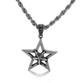 Collana da uomo con pendente a stella pentagramma a doppio strato in acciaio vintage - Ciondolo a stella cava a doppio strato (KP81890-BDJX)