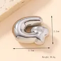 Polished silver bubble initial G pendant made of stainless steel with 3D inflated design - Silver/Steel (G) (Large)