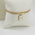 Bracelet double rang en acier doré avec pendentif lettre N et chaîne trombone chic - Style N