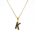 18K gold plated stainless steel necklace featuring a striped capital letter K pendant - Letter K (Single Pendant)