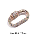 Rose gold oval screw clasp with multi-color cubic zirconia stones, size 28.8x17.5mm - Style 43 (Rose Gold Multi-color Zircon Oval Clasp)