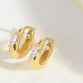 Elegant gold hoop earrings with marquise-cut marquise cubic zirconia stones - Oval White Zirconia (ES2833-6)