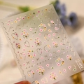 Bloemen nagelstickers TL-457 met gouden accenten, kleine bloemen en strikjes - TL-457-Reliëf + Bronskleurig