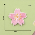 Pink cherry blossom embroidery patch with white petals and yellow center, 3.4cm wide - Pink Single Sakura