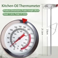 Long probe digital food thermometer with stainless steel clip and dual scale display - Stainless Steel / Stainless Steel Oil Thermometer 20cm
