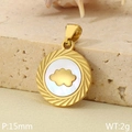 Pendentif rond 15mm en acier inoxydable doré avec nacre blanche et motif nuage - Style de Nuage (KP116506-ZLA)