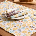 Floral print cotton linen placemat and matching napkin with vintage pastoral pattern - Flower Cluster