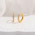 Elegant 925 silver gold-plated hoop earrings with sparkling cubic zirconia stones - 14mm / Gold
