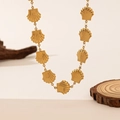 Golden seashell charm necklace in 18k gold-plated stainless steel with shell pendants - Linked Seashells Necklace (H348)