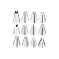 Set of 12 stainless steel piping tips with various nozzles for professional cake decorating - 12 Pieces Set