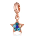 Rose gold starfish charm with blue crystals for DIY jewelry bracelets and necklaces - Rose Gold Star / Multicolor Stone