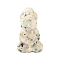 Miniature Buddha statue carved from natural white spotted agate stone in seated pose - Tianshan Blue