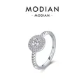 Elegante anello in argento sterling S925 con doppio halo e scintillante zircone tondo - Taglia US 5 / Argento