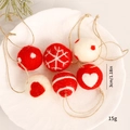 Lot de 6 boules de Noël en laine feutrée rouge et blanche avec motifs et cordes en jute - 3cm-Ensemble de 6 Rouge Blanc
