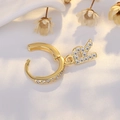 Golden S925 silver hoop earring with pavé diamond R letter pendant for women - Letter R (Gold)