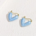 Elegant heart-shaped light blue enamel drop earrings with gold-plated finish - Heart-shaped Blue