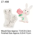 Silicone rabbit with rose fondant mold for Easter cake decorating and DIY soap making - Style 3 / Gray