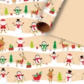Christmas kraft paper roll with cartoon Santa Claus and reindeer festive patterns - Snowman