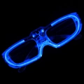 Detailed view of blue LED light-up glasses with EL wire for festive Christmas parties - Square Blue