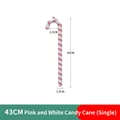 Pink and white candy cane Christmas ornament with glitter finish, 43cm height dimension - 43CM Pink White Candy Cane (Single)