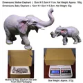 Resin mother and baby elephant statues in grey with pink spots for home decoration - Mother And Baby Elephants Set + Boxed