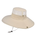 Cappello da sole beige a tesa larga con rete traspirante e cordino regolabile - Beige