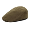 Classic retro olive green newsboy cap for women in high quality cotton canvas - M(56-58cm) / Coffee