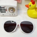 White aviator style round frames sunglasses for kids with dark lenses and retro look - White