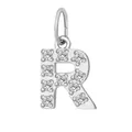 Silver stainless steel letter R pendant with cubic zirconia stones for jewelry DIY - Letter R(ZP39269) / Steel