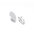 Silver oval stainless steel clip-on earring base with textured surface and hanging loop - Checkered Oval Style (F2258) / 10x22mm (10 Pieces Pack) / Silver