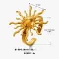Anello sole dorato in acciaio inossidabile con un design celestiale radiale - Stile Sole Dorato