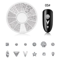 Silver metal nail art studs set with stars and moon shapes in a 12-grid storage box - Shell and Starfish Shapes (05#)