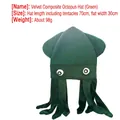 Grappige groene octopus hoed van fluweel met grote ogen en tentakels voor feestjes - Donkergroene octopus