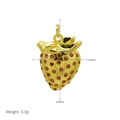 Detailed dimensions of gold strawberry pendant with red zircon 16mm by 24mm - Strawberry Pendant