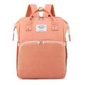 Multifunctional diaper backpack in vibrant coral orange with wide opening design - Flesh Pink