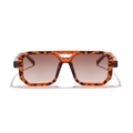 Fashionable tortoise shell square double bridge sunglasses with brown gradient lenses - Tortoiseshell Frame Brown Lens