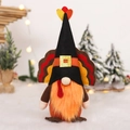 Handmade Thanksgiving turkey gnome plush with orange beard and colorful tail feathers - Male Turkey Gnome Ornament