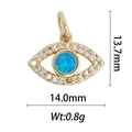 Detail view of eye-shaped pearl pendant with blue opal and measurements 13.7mm by 14mm - DZ-1395 Eye Blue Opal
