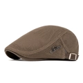 Béret en maille marron respirant pour homme avec logo en métal et boucle réglable - café