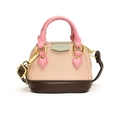 Mini-Umhängetasche für Kinder in Rosa und Beige, modisches Color-Block-Design aus Leder - Rosa und Grün