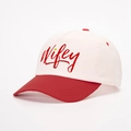 Berretto da baseball vintage con ricamo Wifey in design color block crema e rosso - Bianco Sporco Spliced Rosso