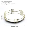 Large round mirrored jewelry tray with golden geometric metal wire frame and luxury style - Beaded Round-Large / Gold