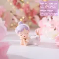 Cute angel girl figurine with purple hair and white feather skirt in a sleeping pose - 1143-12 Lying Purple