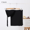 Two-piece black modal stretch hijab cap and matching solid pearl chiffon scarf set - No.1 (Black)