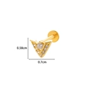 Golden V-shaped stainless steel stud earring with transparent gems and flat back base - V Shape Design (6#) / Gold