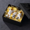 Set regalo astronauta in scatola nera con modelli bianchi e luci LED calde - Set Scatola Regalo Oro