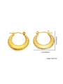 Macro view of gold-tone titanium steel hoop earrings with textured hammered finish - Gold Vintage Hammered Texture Style (#E0265)